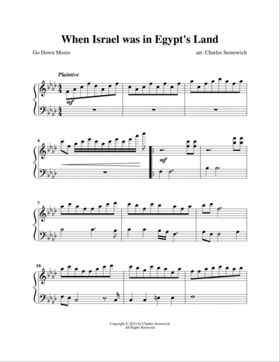 When Isreal was in Egypt's Land or Go Down Moses for Carillon Carillon scores gallery preview page 2