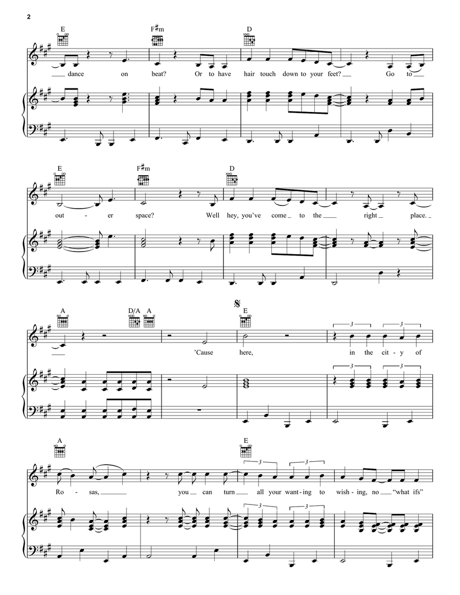 Welcome to Rosas (from Wish) Piano, Vocal, Guitar scores gallery preview page 2