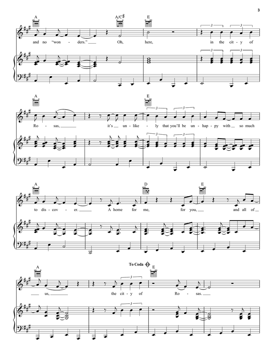 Welcome to Rosas (from Wish) Piano, Vocal, Guitar scores gallery preview page 3