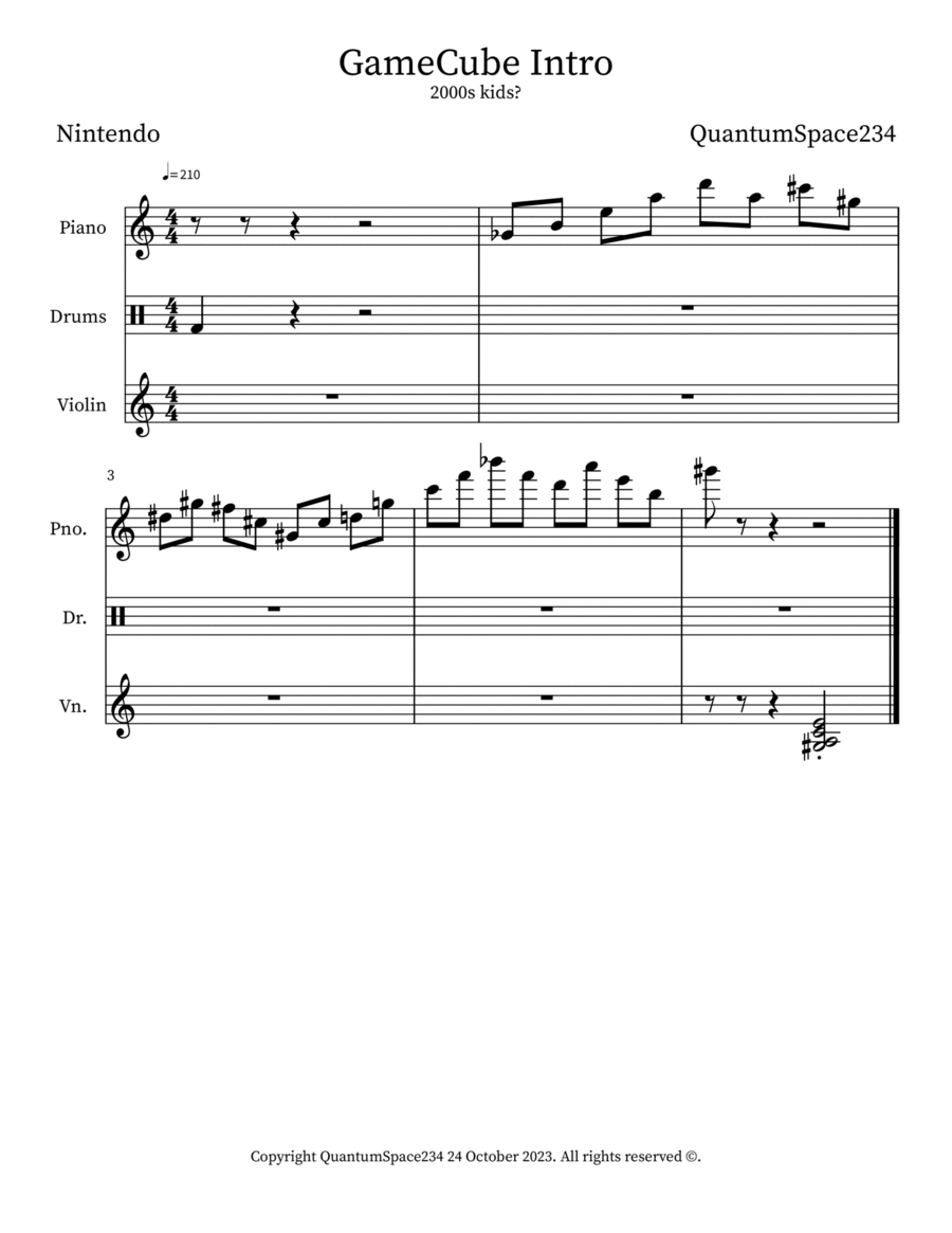 GameCube Intro Percussion scores gallery preview page 1