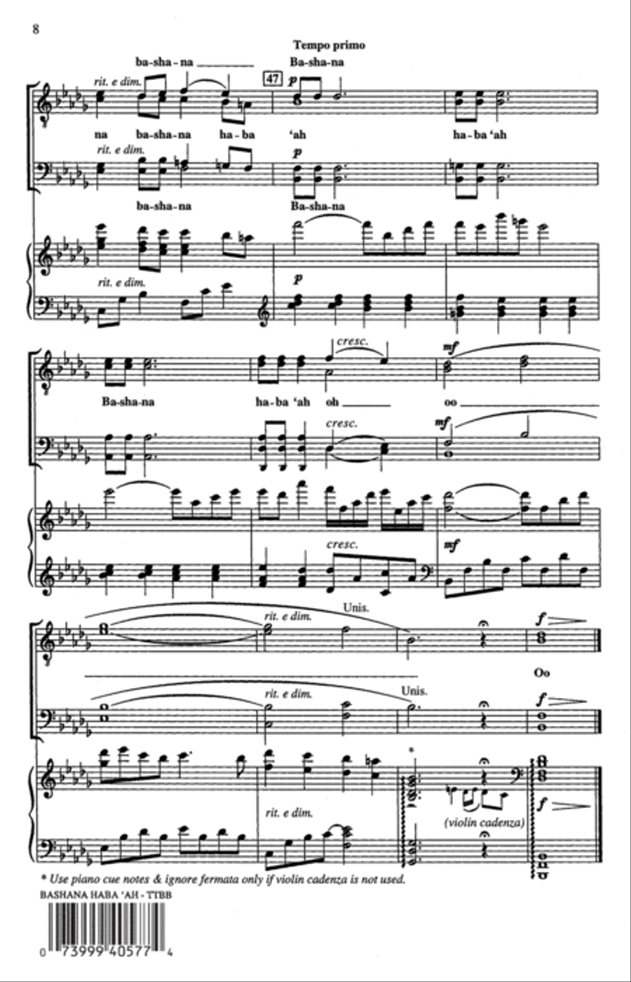Bashana Haba'ah (arr. John Leavitt) TTBB scores gallery preview page 6