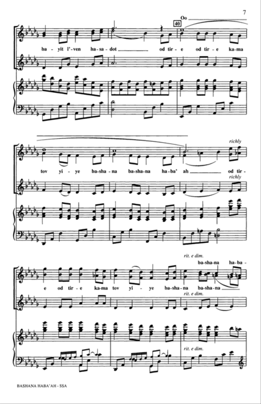 Bashana Haba'ah (arr. John Leavitt) SSA scores gallery preview page 5