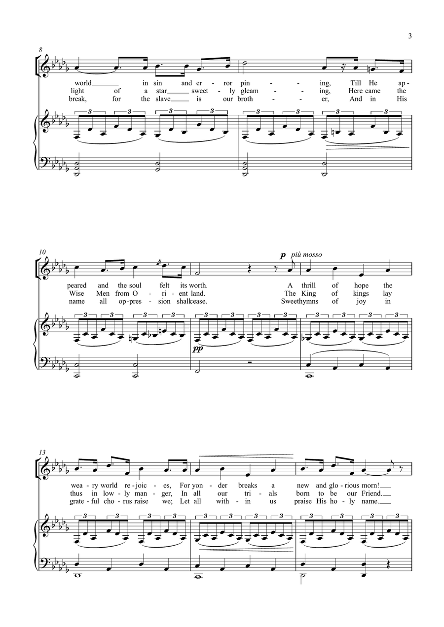 O Holy Night (Cantique de Noël) by Adolphe Adam for SATB Choir in D-flat Major 4-Part scores gallery preview page 4