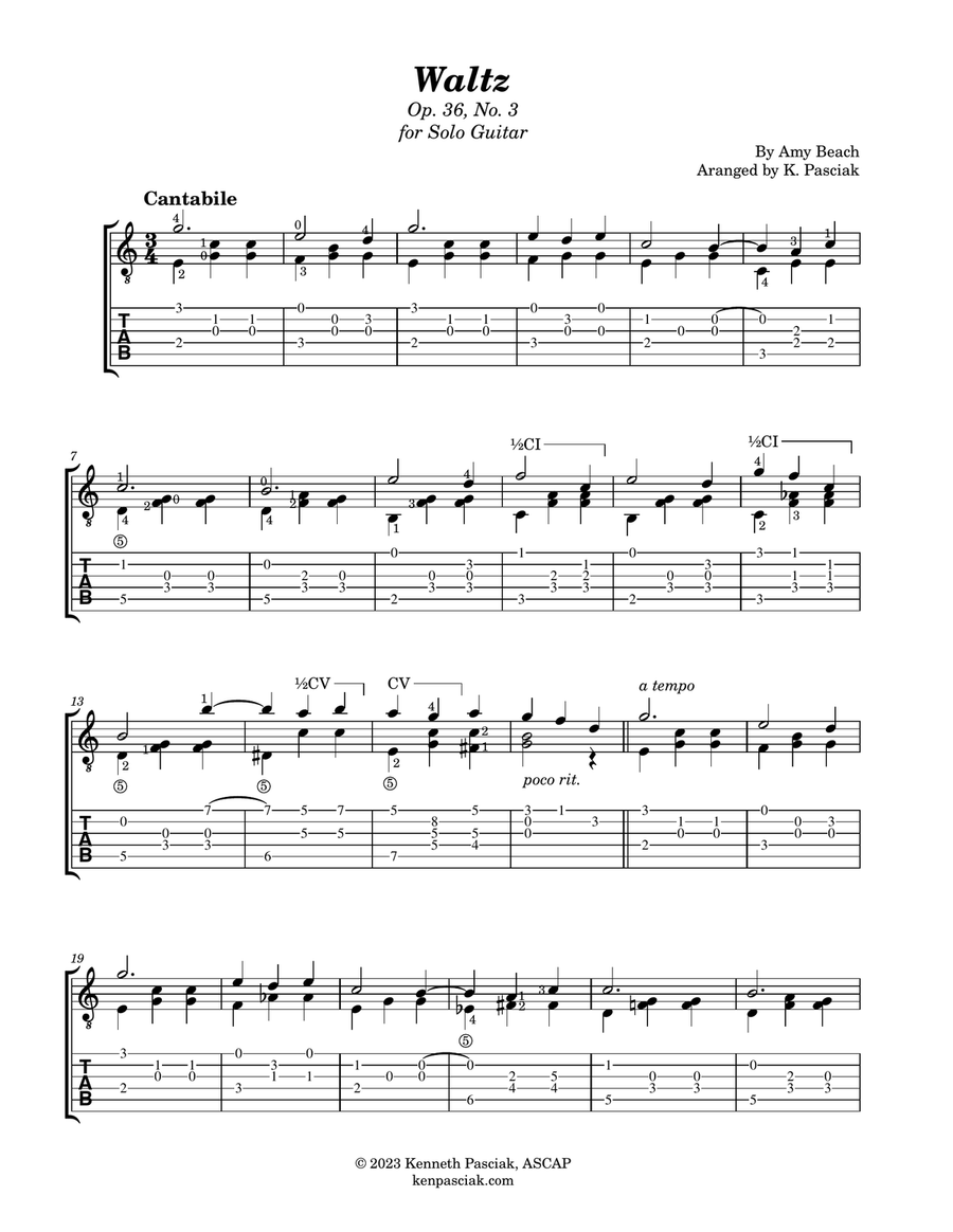 Waltz (for Solo Guitar) Waltz (for Solo Guitar) Acoustic Guitar scores gallery preview page 3