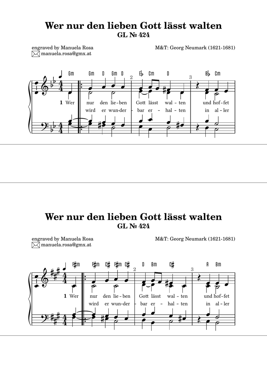 Wer nur den lieben Gott lässt walten (Gotteslob 424) Piano Method scores gallery preview page 4