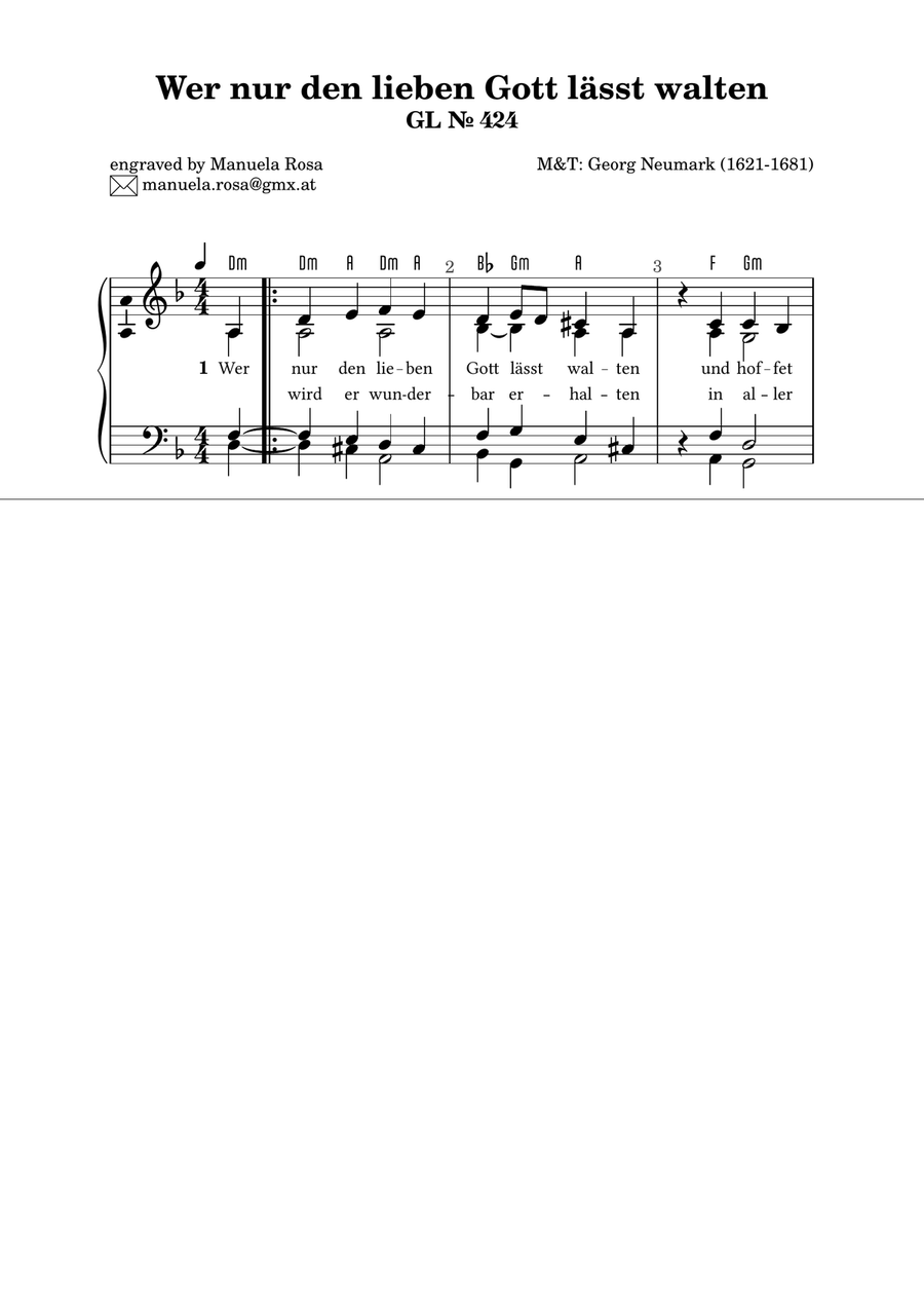 Wer nur den lieben Gott lässt walten (Gotteslob 424) Piano Method scores gallery preview page 5