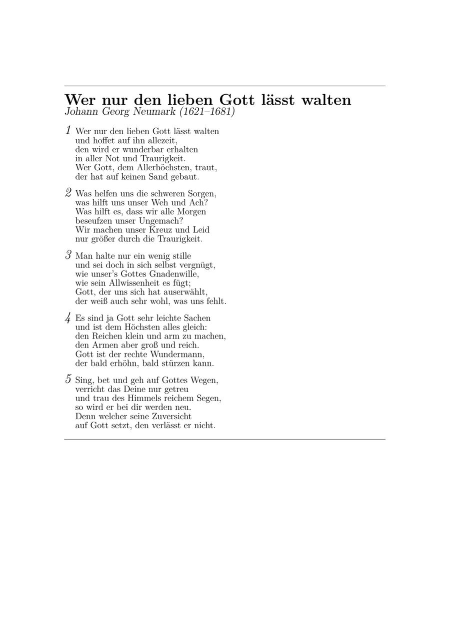 Wer nur den lieben Gott lässt walten (Gotteslob 424) Piano Method scores gallery preview page 6