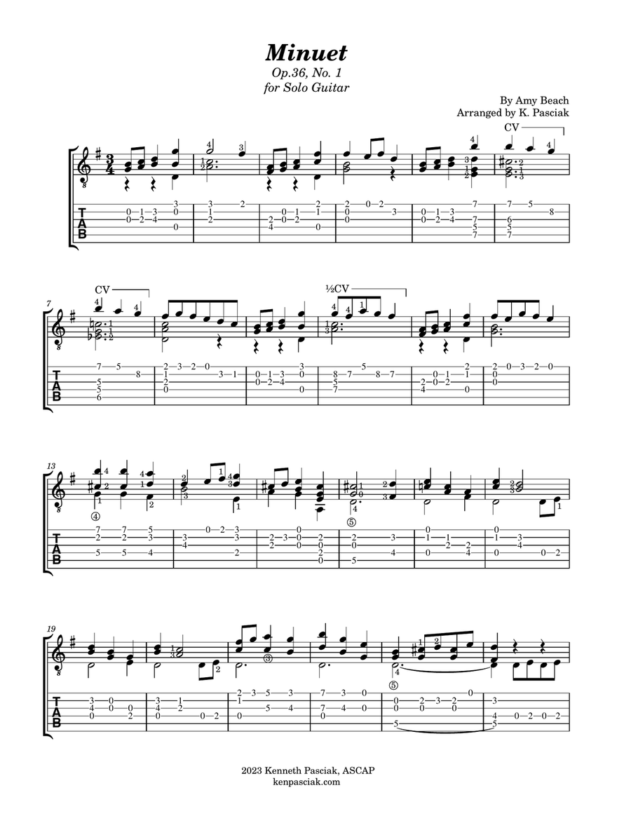 Minuet (for Solo Guitar) Minuet (for Solo Guitar) Acoustic Guitar scores gallery preview page 3