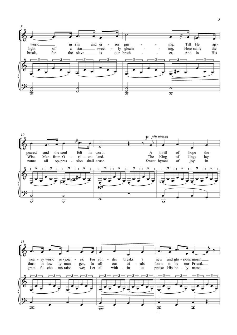 O Holy Night (Cantique de Noël) by Adolphe Adam for SATB Choir in C major 4-Part scores gallery preview page 4