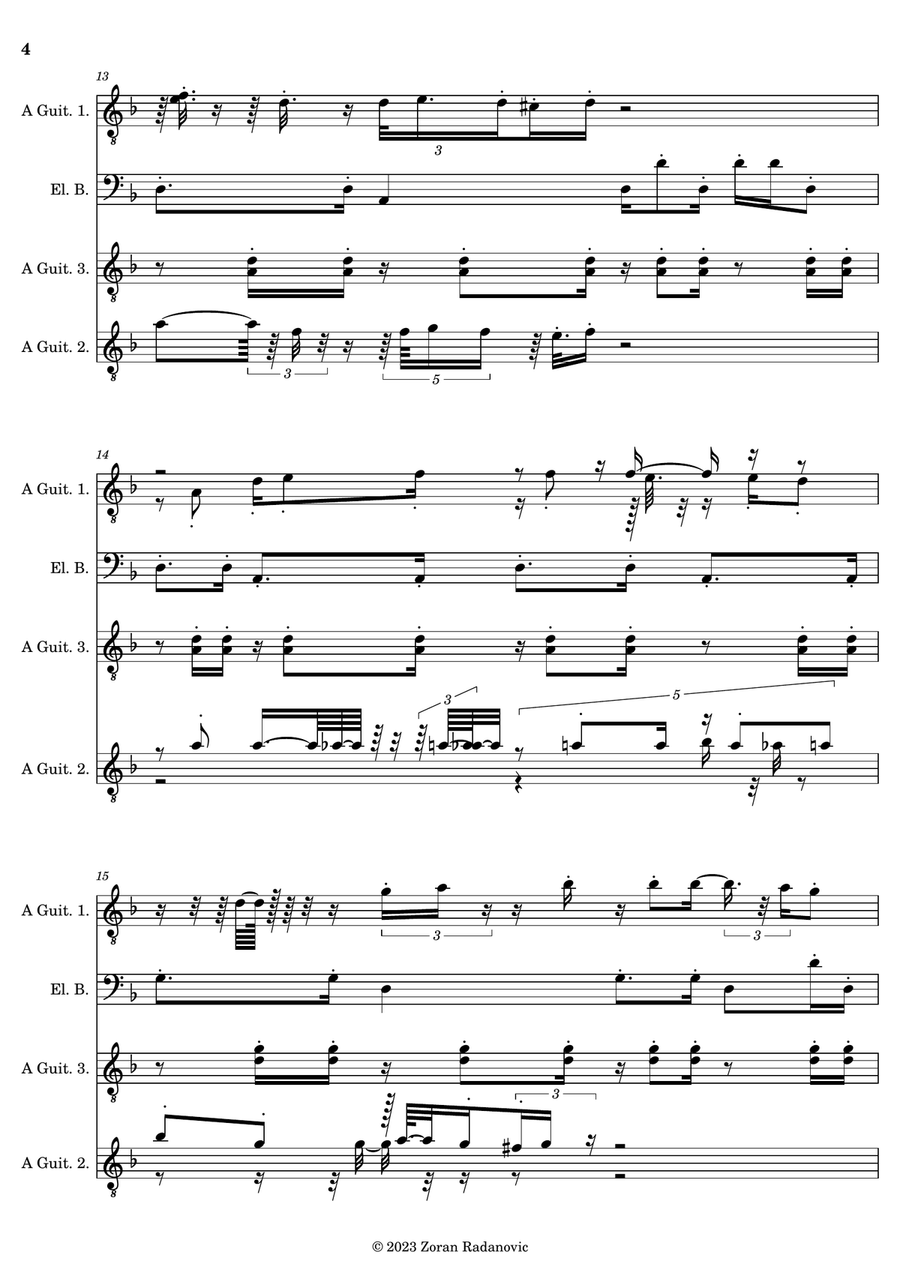 Caramba samba - for guitar quartet Small Ensemble scores gallery preview page 4