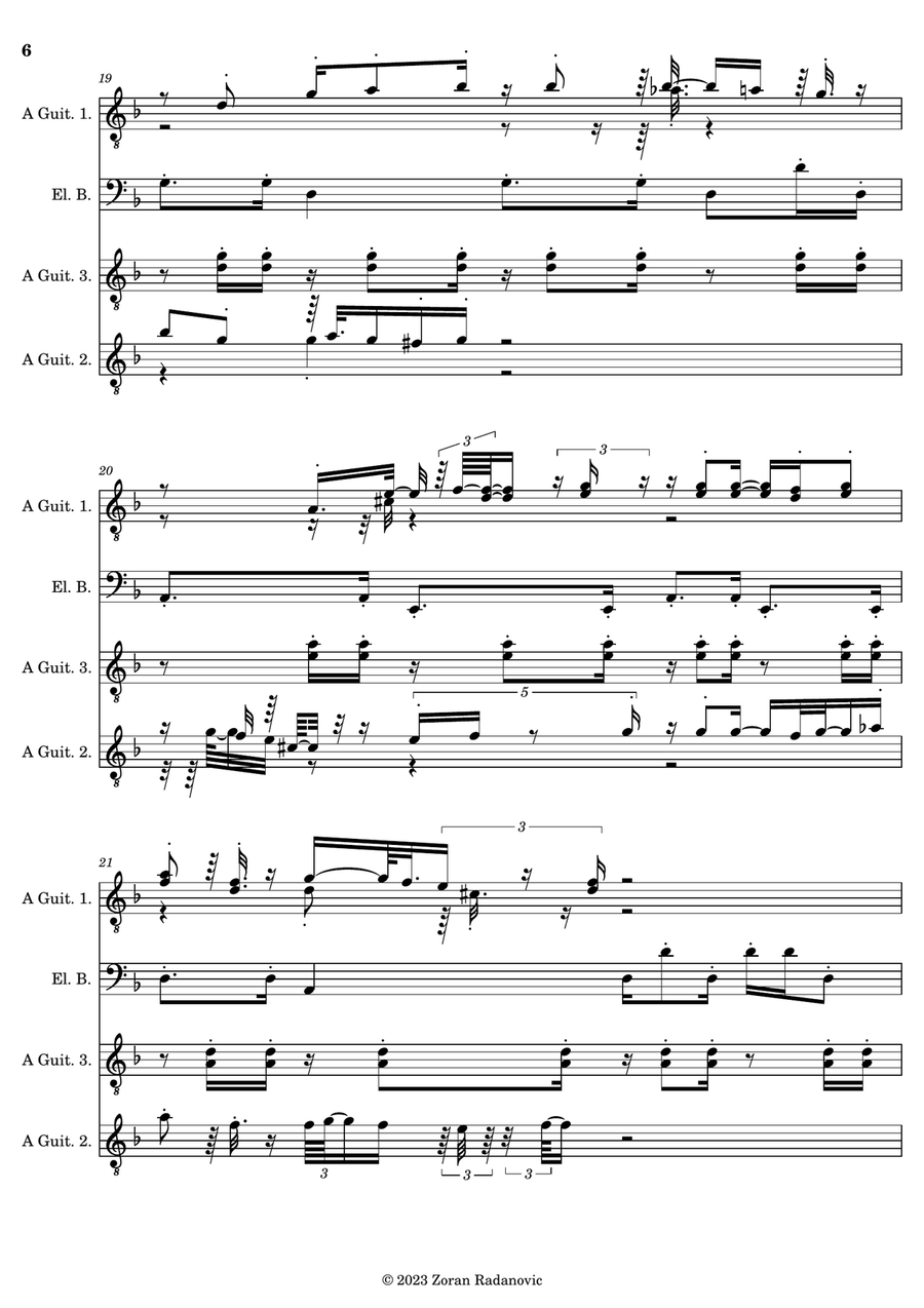 Caramba samba - for guitar quartet Small Ensemble scores gallery preview page 6