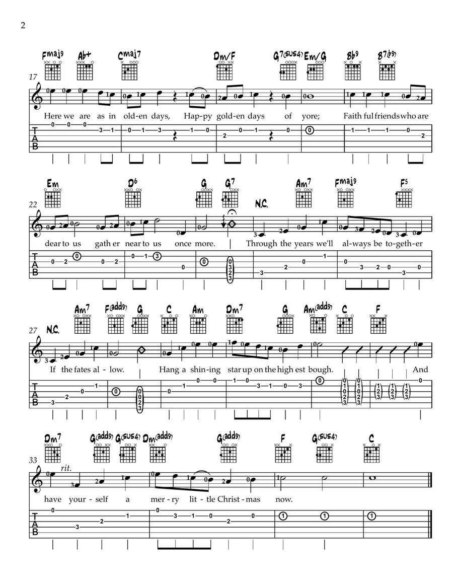 Have Yourself A Merry Little Christmas Classical Guitar scores gallery preview page 2