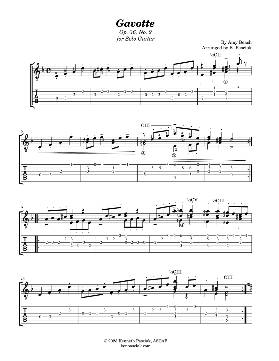 Gavotte (for Solo Guitar) Acoustic Guitar scores gallery preview page 3