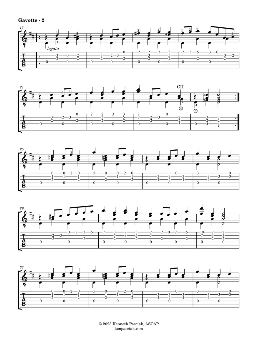 Gavotte (for Solo Guitar) Acoustic Guitar scores gallery preview page 4