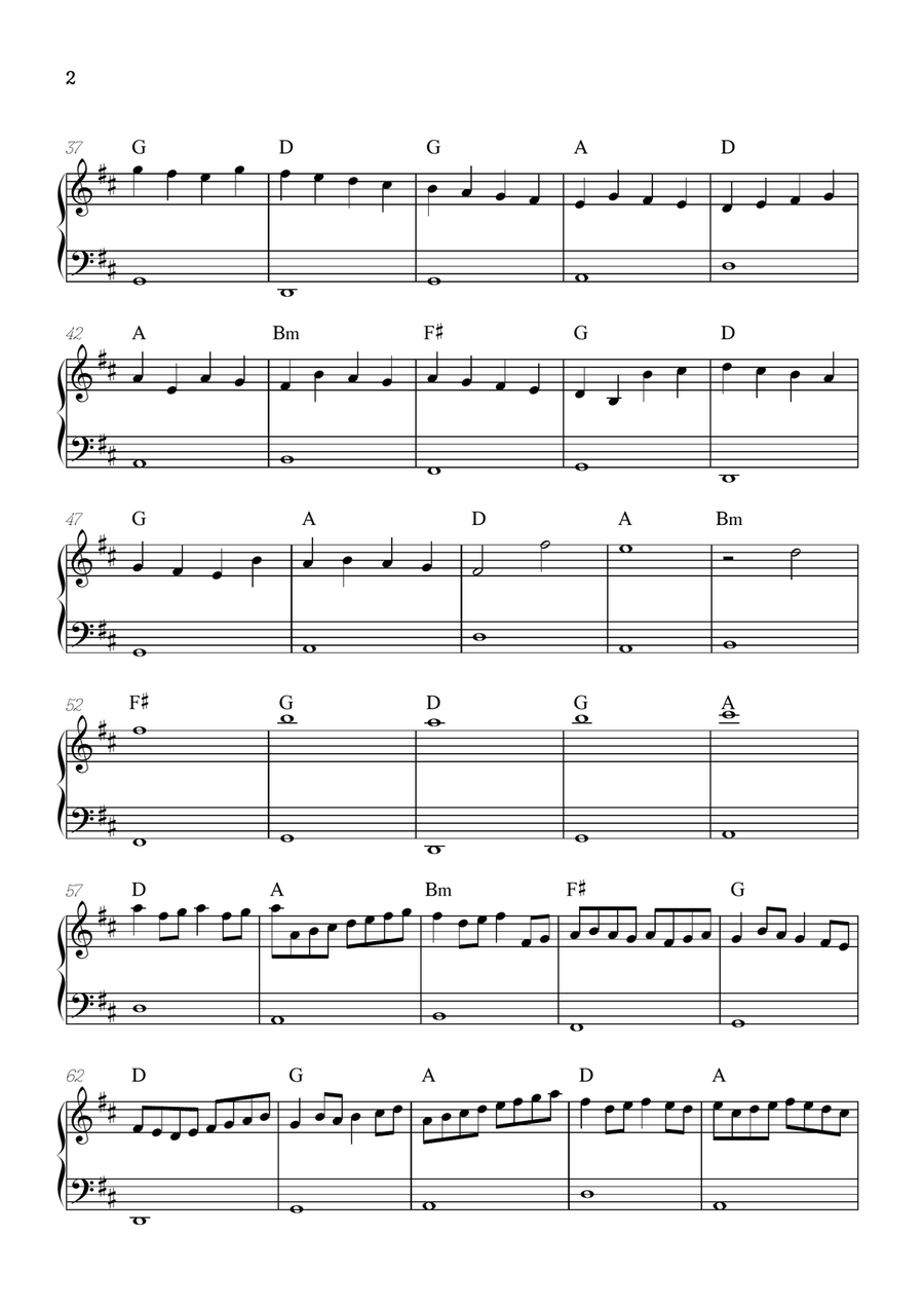 Pachelbel Canon in D • easy piano sheet music with chords Easy Piano scores gallery preview page 2