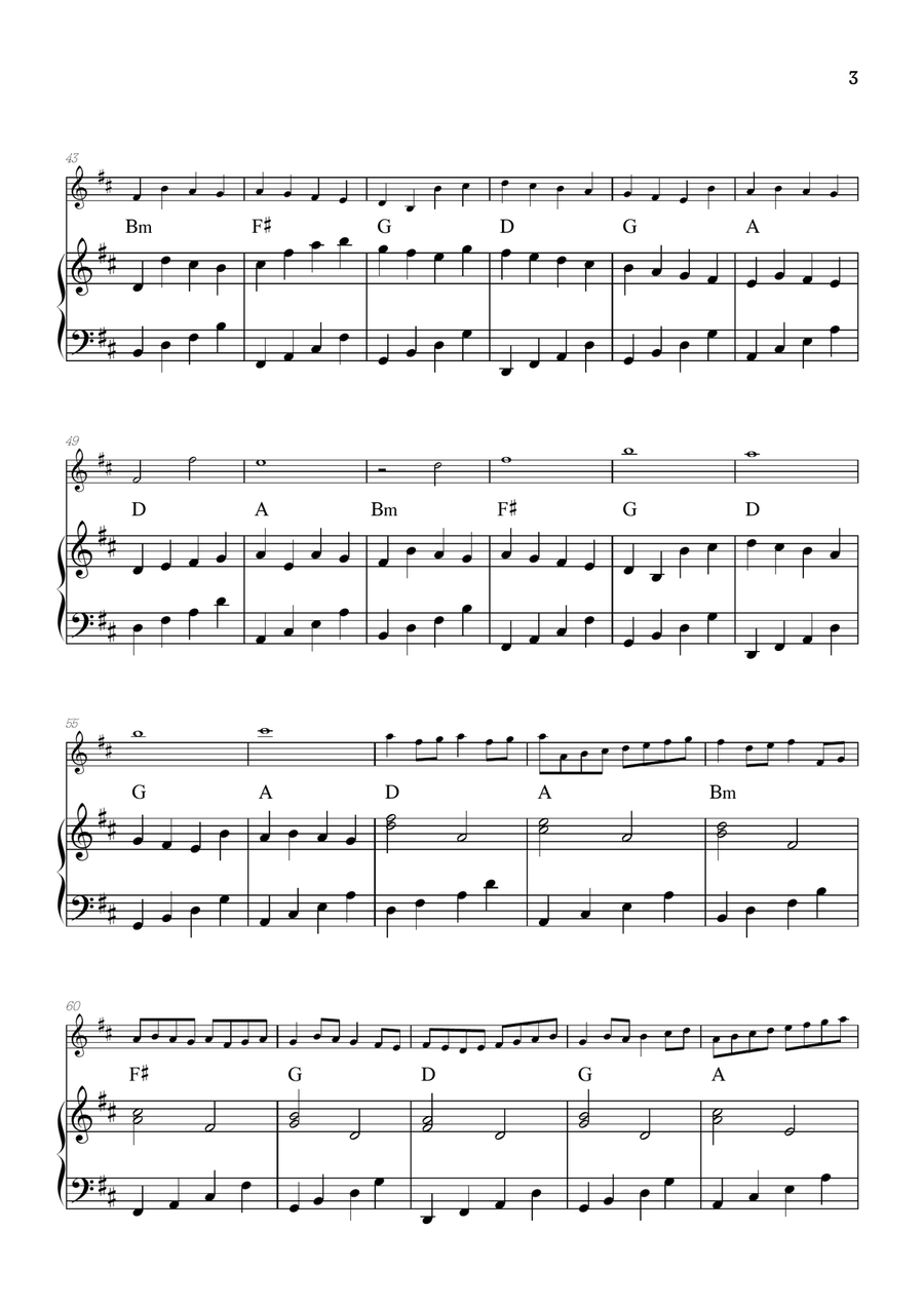 Pachelbel Canon in D • violin sheet music with piano accompaniment and chords Violin Solo scores gallery preview page 3