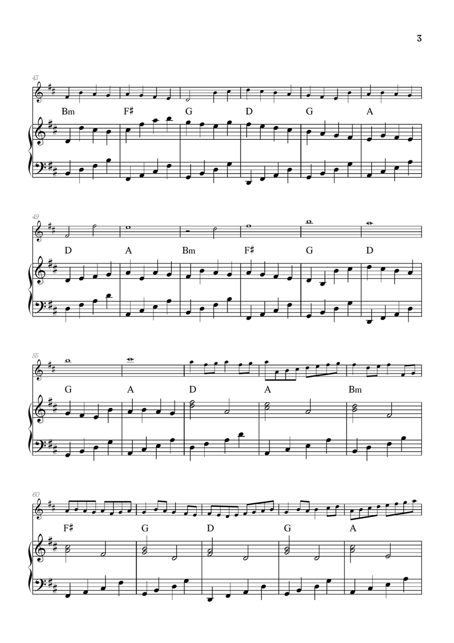 Pachelbel Canon in D • oboe sheet music with piano accompaniment and chords Piano scores gallery preview page 3