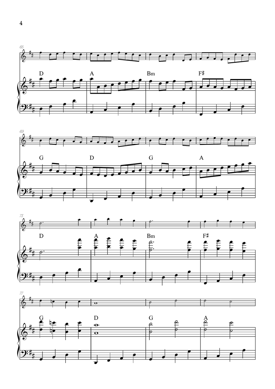 Pachelbel Canon in D • oboe sheet music with piano accompaniment and chords Piano scores gallery preview page 4