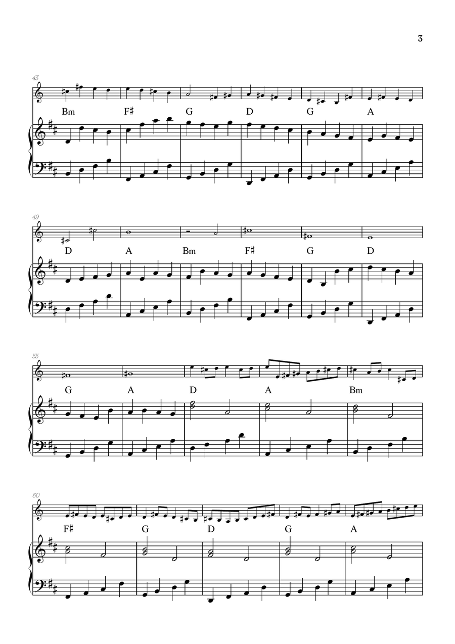 Pachelbel Canon in D • french horn sheet music with piano accompaniment and chords Piano scores gallery preview page 3