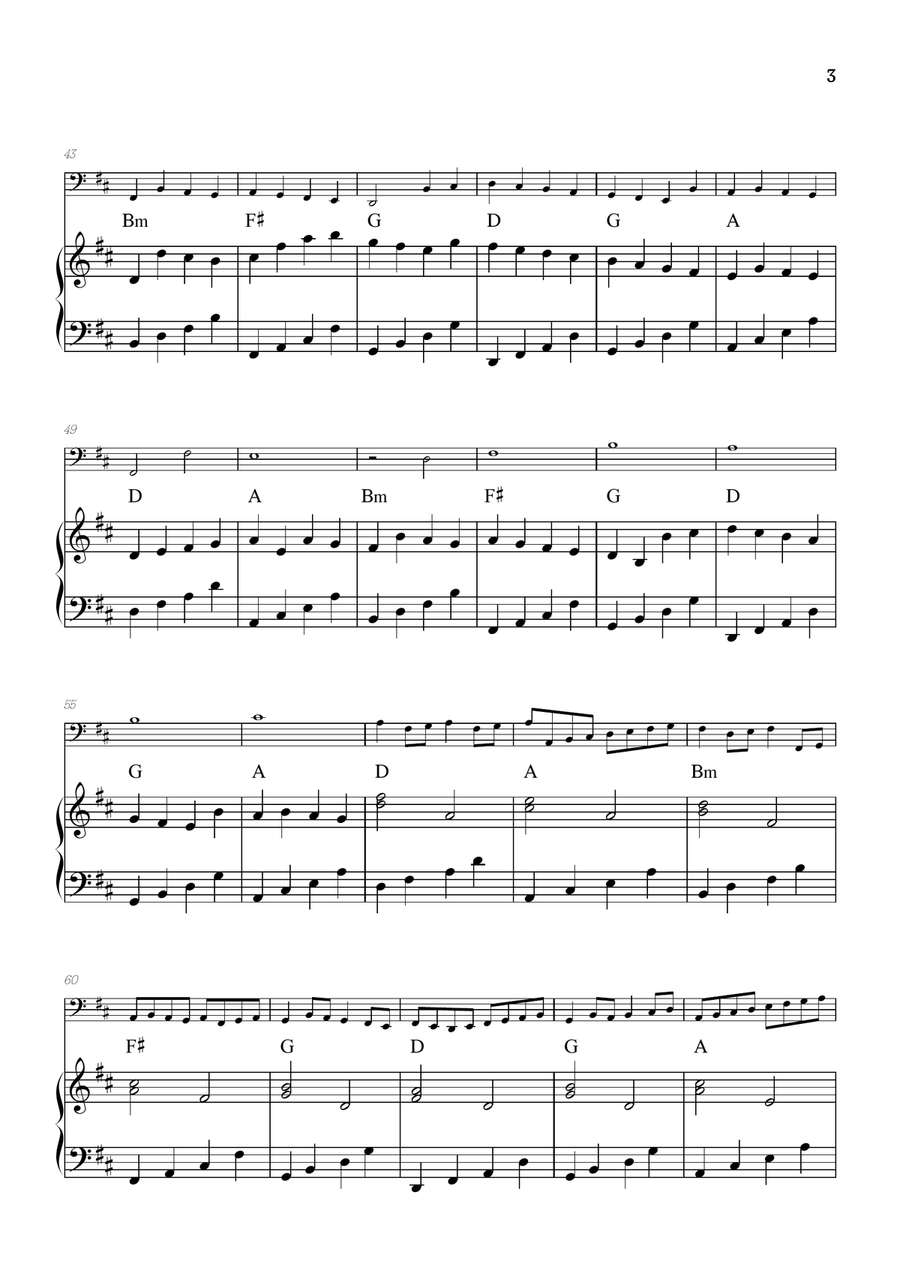 Pachelbel Canon in D • bassoon sheet music with piano accompaniment and chords Bassoon scores gallery preview page 3