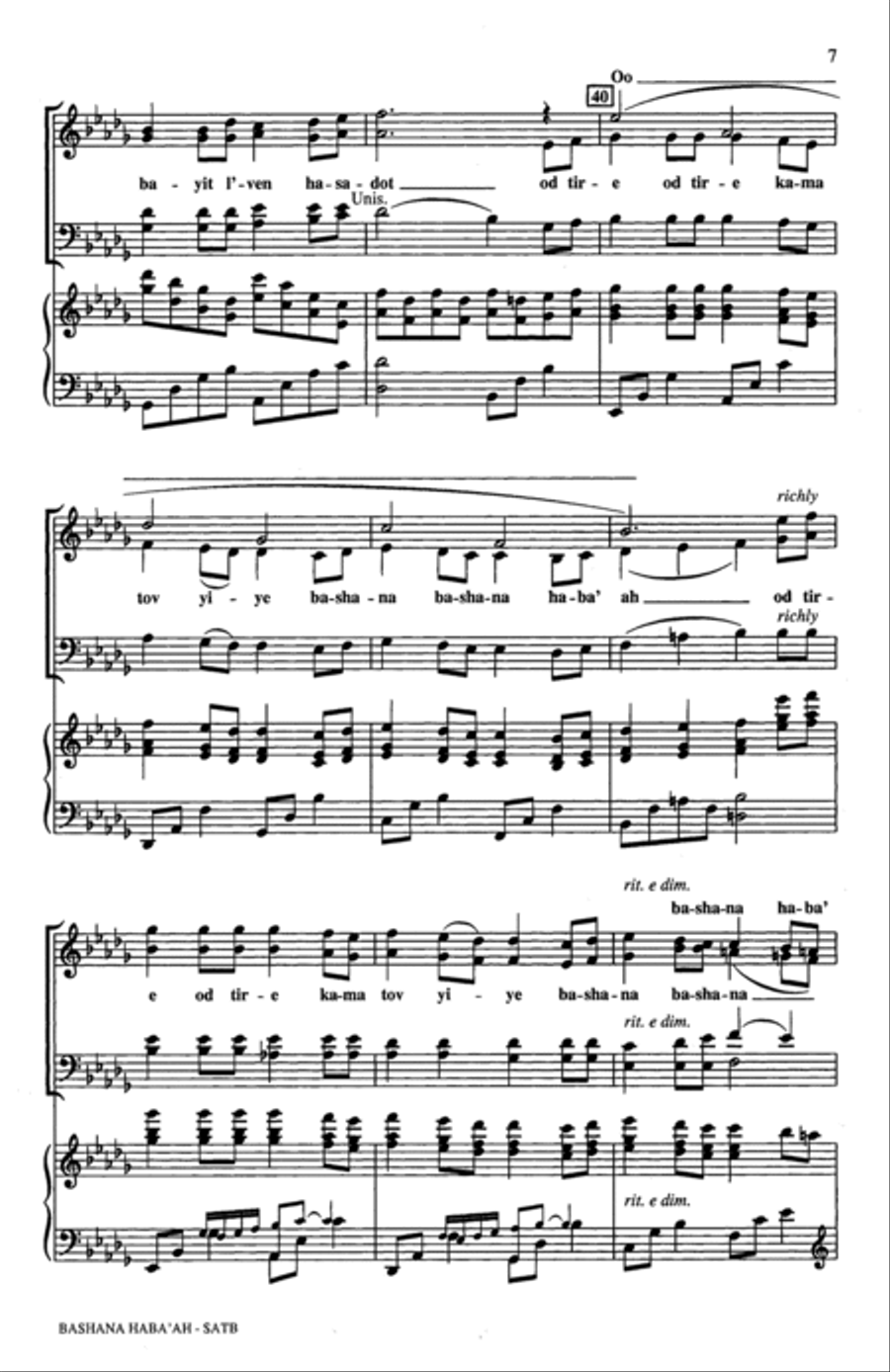 Bashana Haba'ah (arr. John Leavitt) 4-Part scores gallery preview page 5