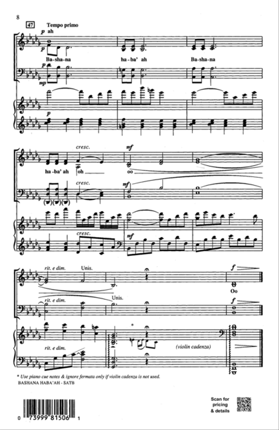 Bashana Haba'ah (arr. John Leavitt) 4-Part scores gallery preview page 6