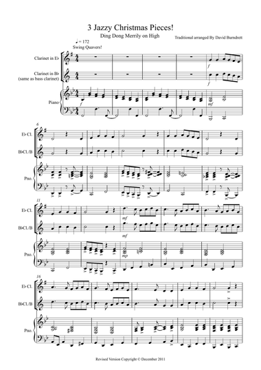 3 Jazzy Christmas Pieces for Clarinet and Piano