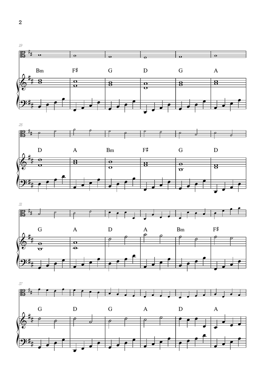 Pachelbel Canon in D • viola sheet music with piano accompaniment and chords Viola scores gallery preview page 2