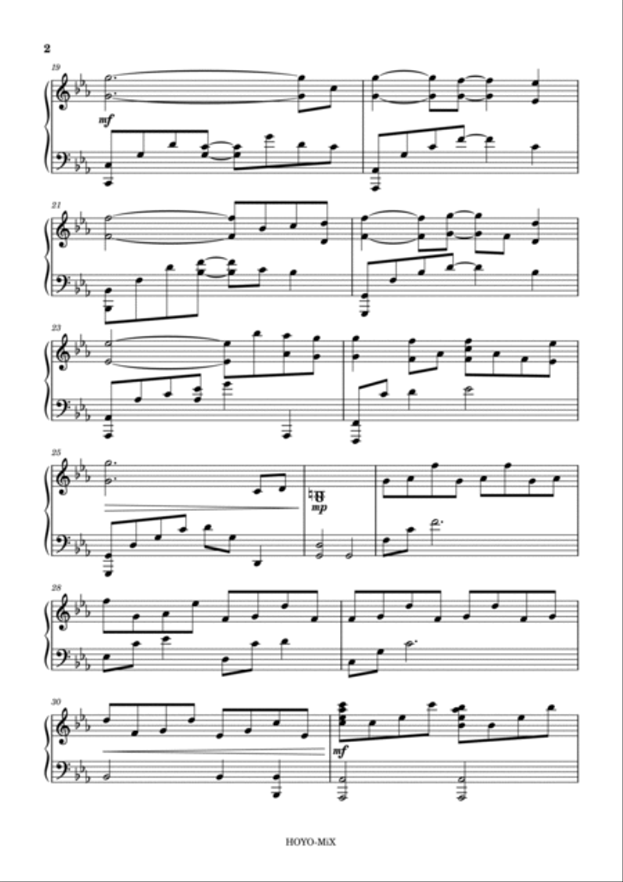 La vaguelette - Genshin Impact OST Piano Solo scores gallery preview page 2