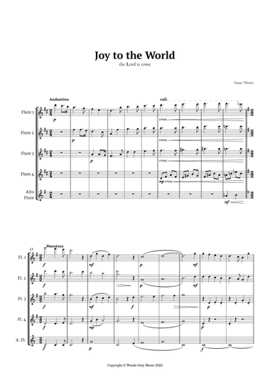Joy to the World by for Flute Quintet