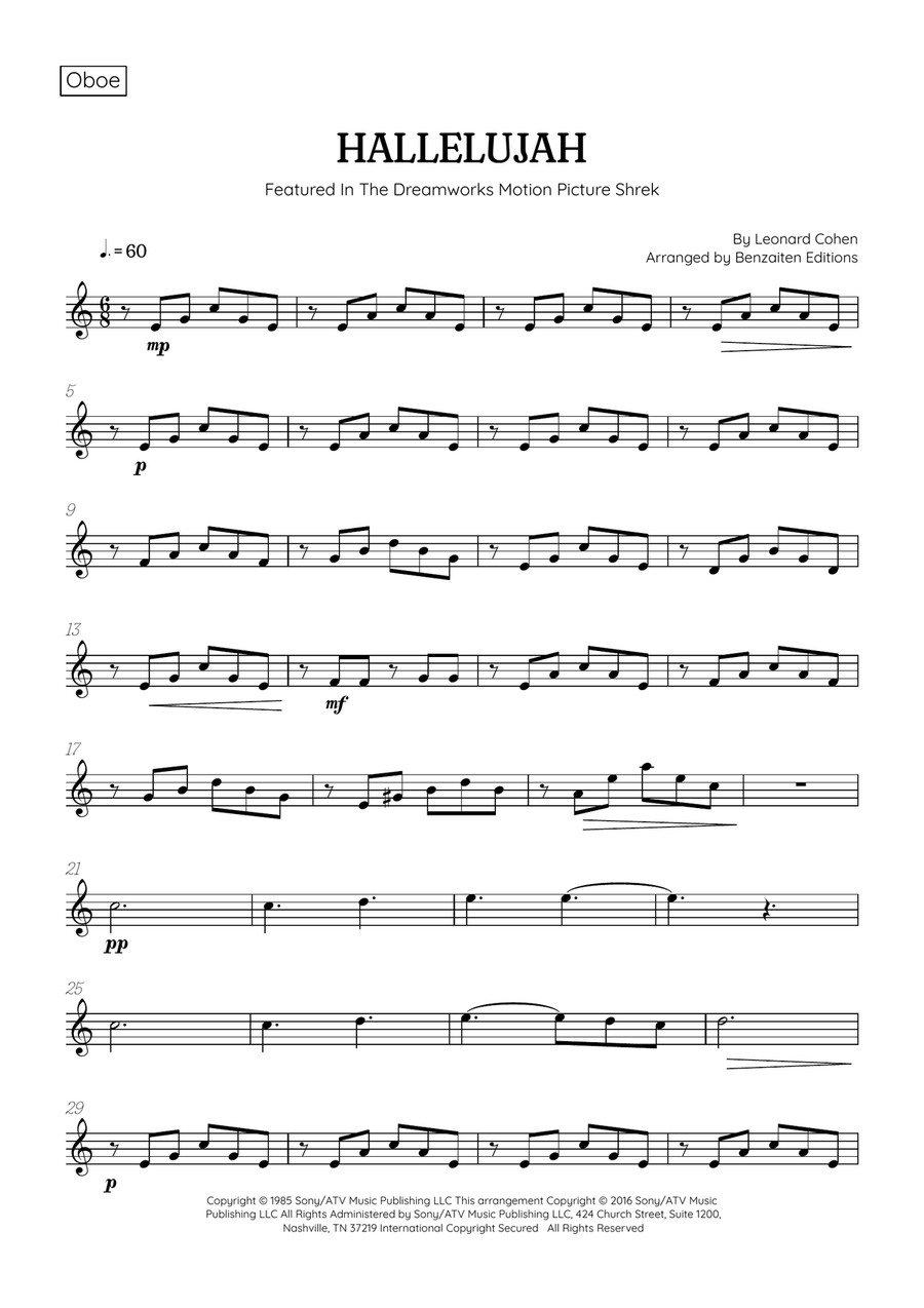 Hallelujah Woodwind Quartet scores gallery preview page 6