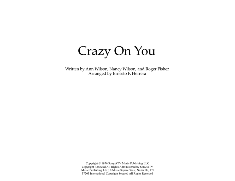 Crazy On You - Score Only Marching Band scores gallery preview page 1