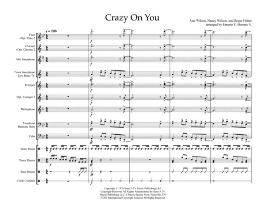 Crazy On You - Score Only Marching Band scores gallery preview page 3