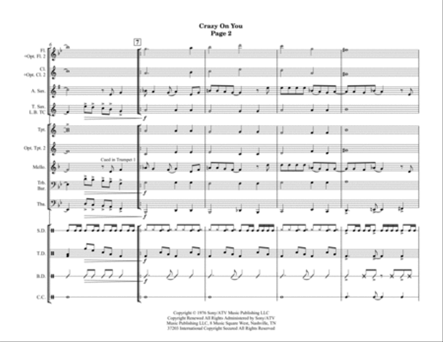 Crazy On You - Score Only Marching Band scores gallery preview page 4