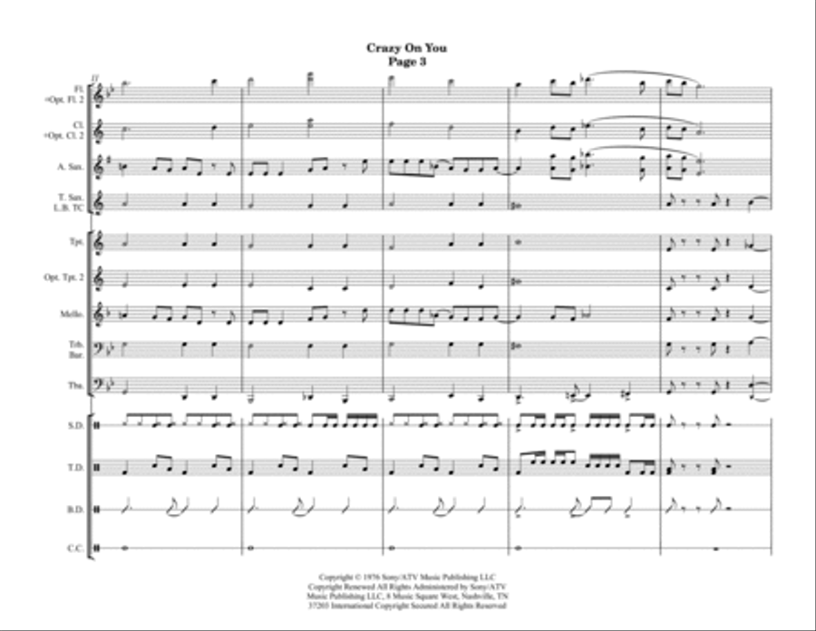 Crazy On You - Score Only Marching Band scores gallery preview page 5