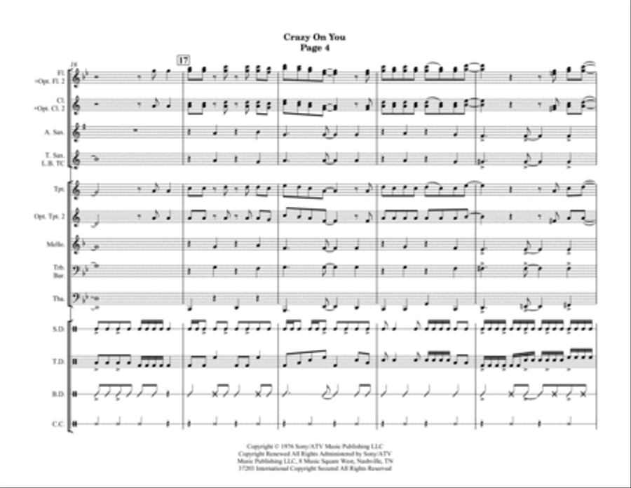 Crazy On You - Score Only Marching Band scores gallery preview page 6