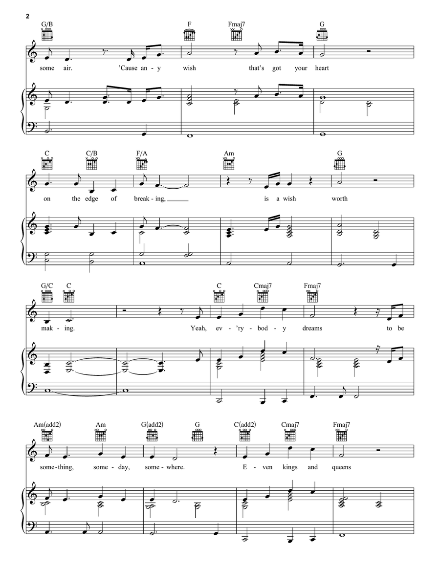 A Wish Worth Making (from Wish) Piano, Vocal, Guitar scores gallery preview page 2