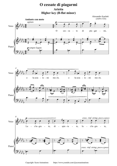 “O cessate di piagarmi“ Higher key B-flat minor