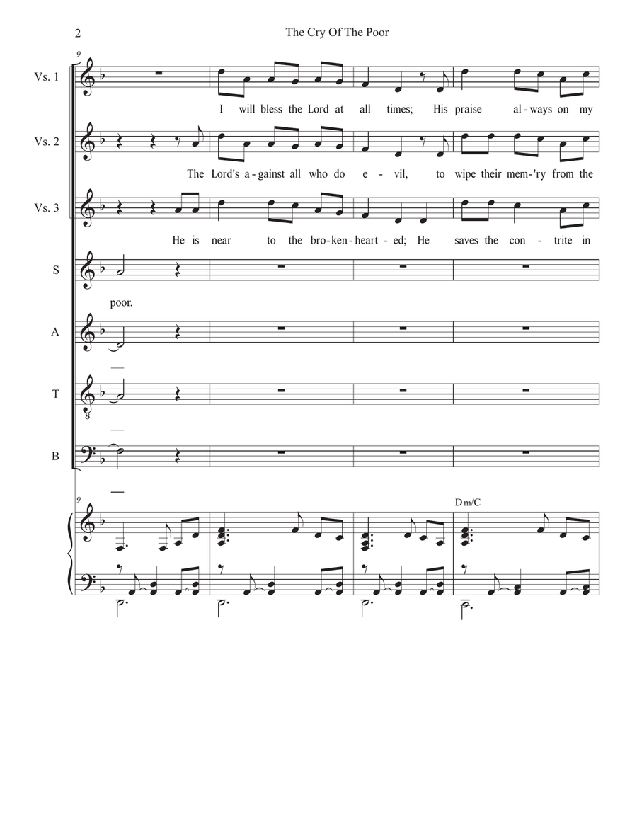 The Cry Of The Poor (Psalm 34) (SATB) 4-Part scores gallery preview page 2