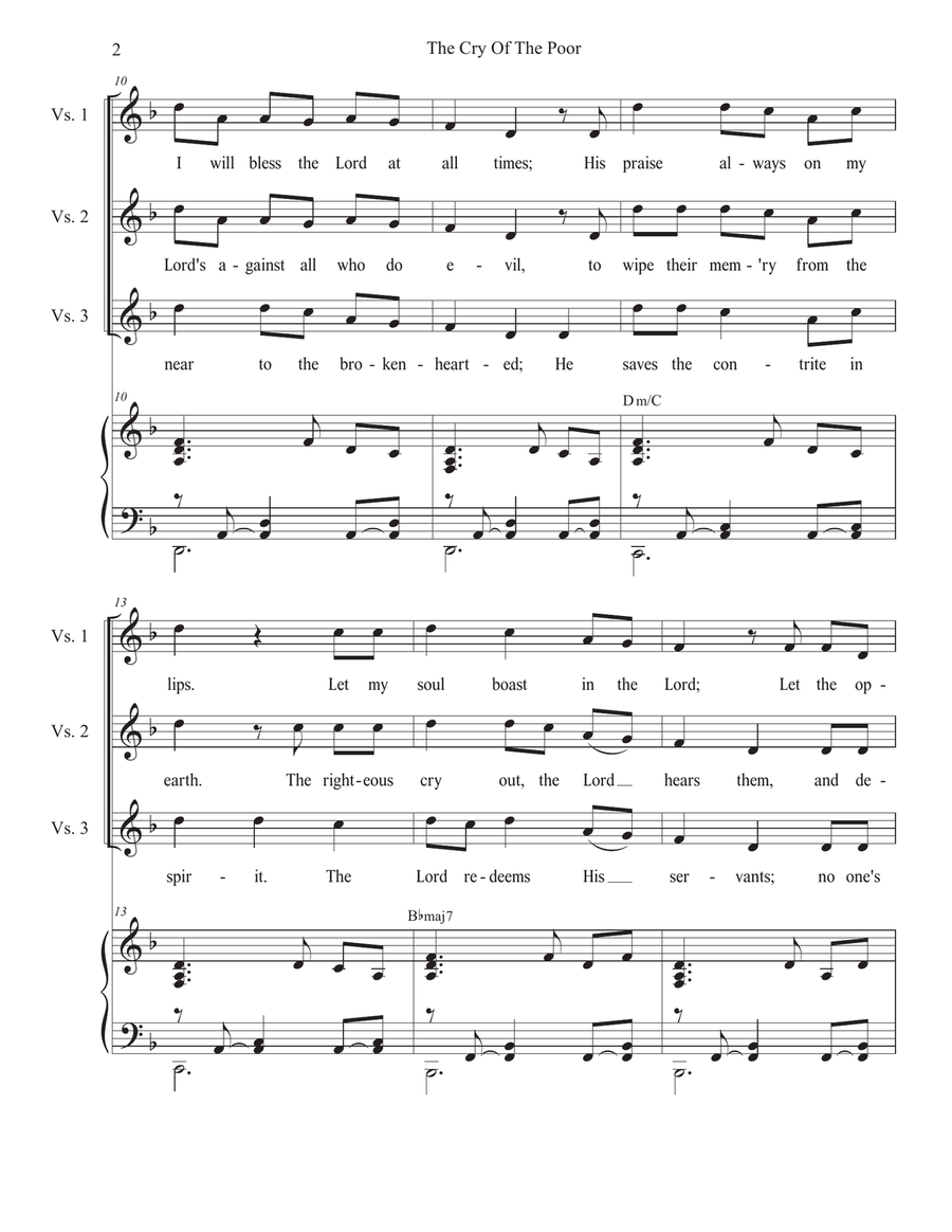 The Cry Of The Poor (Psalm 34) (Unison choir) Unison Choir scores gallery preview page 2