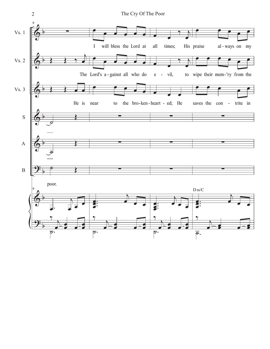 The Cry Of The Poor (Psalm 34) (SAB) 3-Part scores gallery preview page 2