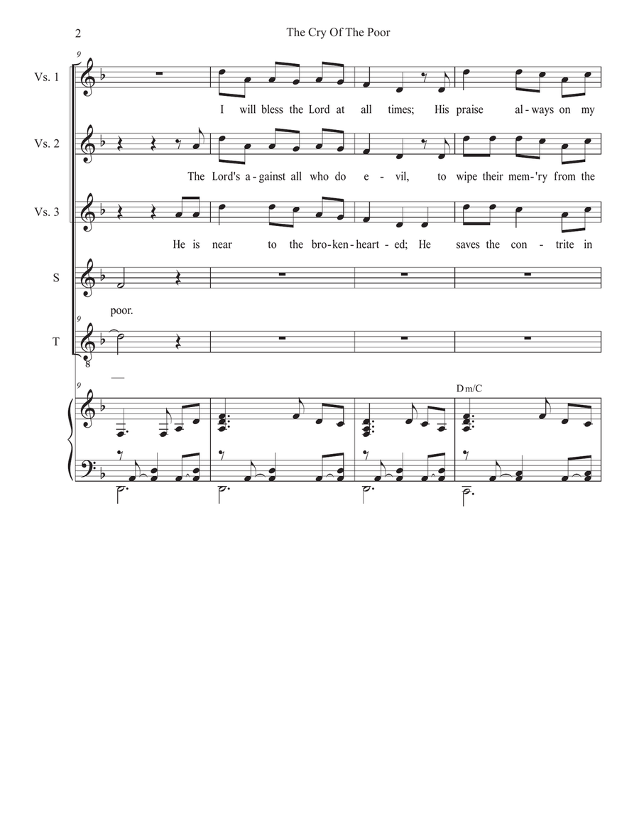 The Cry Of The Poor (Psalm 34) (Duet for Soprano and Tenor solo) Tenor Voice scores gallery preview page 2