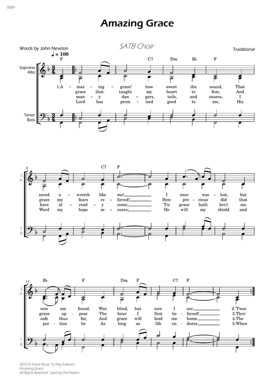 25 Easy Worship Anthems for SATB Choir - W/Chords (Book 2) 4-Part scores gallery preview page 4