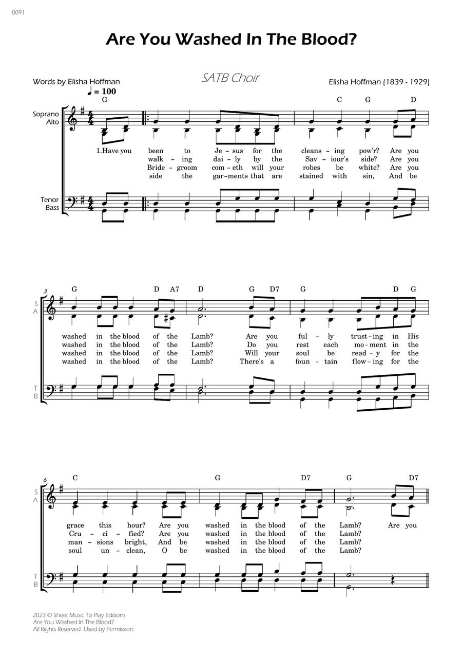 25 Easy Worship Anthems for SATB Choir - W/Chords (Book 2) 4-Part scores gallery preview page 6