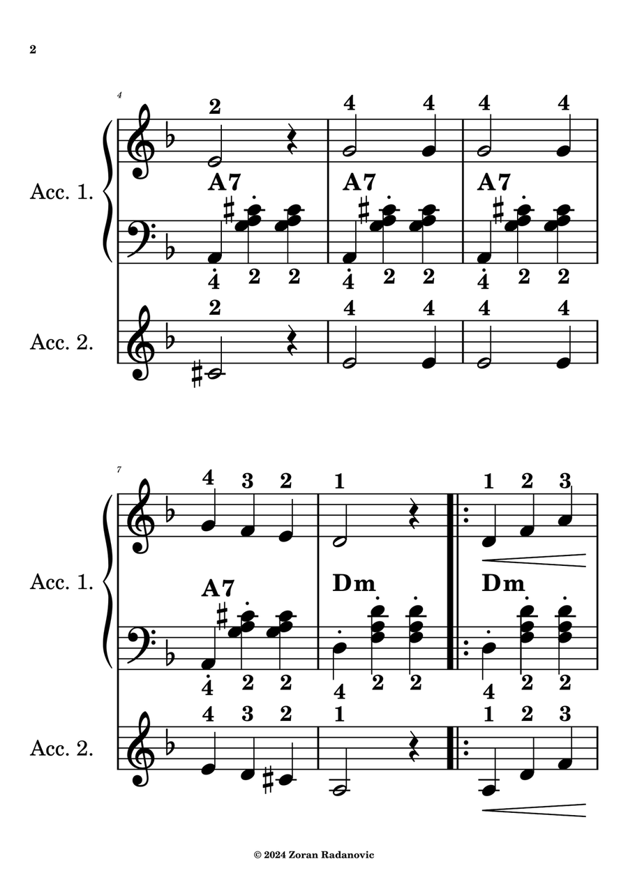 Tumbalalaika - for accordion beginner duet Accordion scores gallery preview page 2