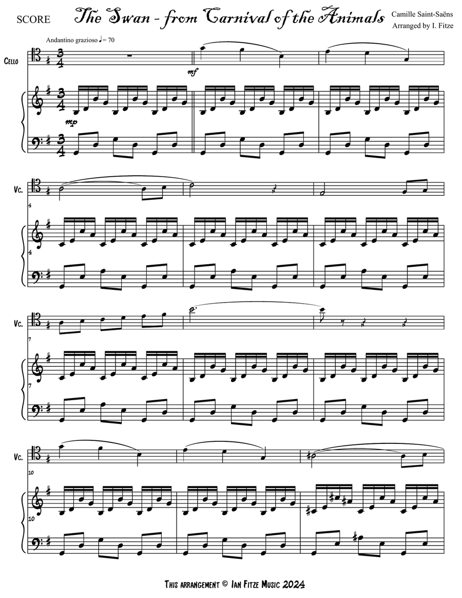 'The Swan' from Carnival of the Animals 'The Swan' from Carnival of the Animals Piano scores gallery preview page 3