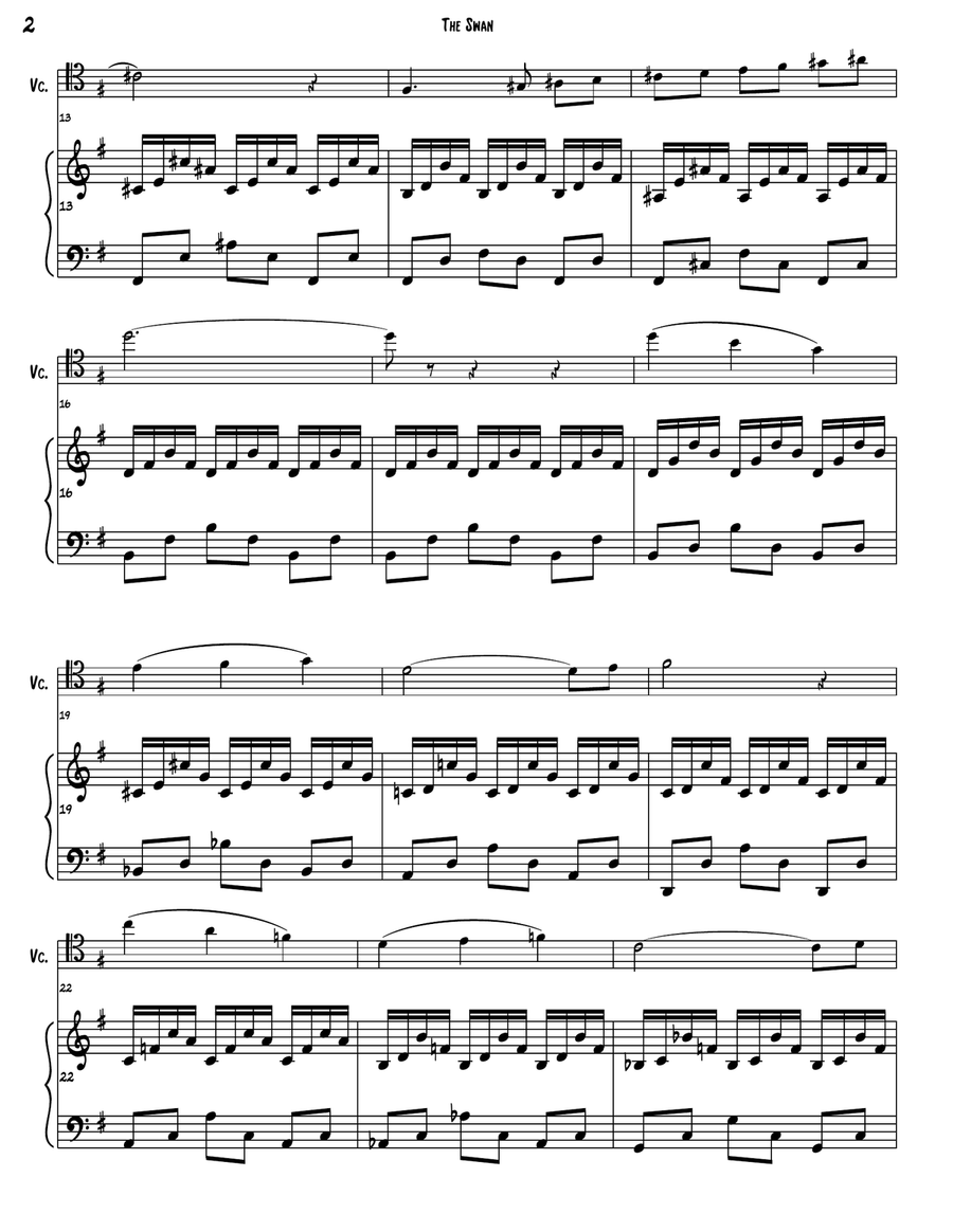 'The Swan' from Carnival of the Animals 'The Swan' from Carnival of the Animals Piano scores gallery preview page 4