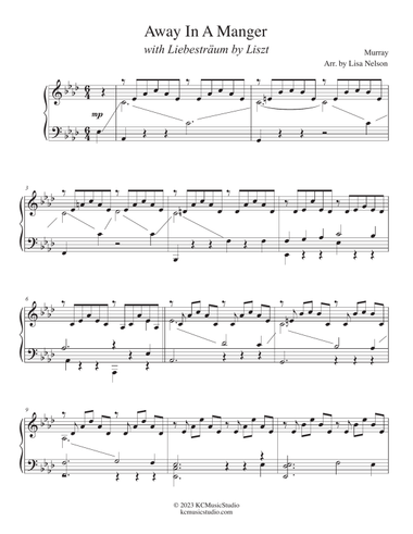 Away in a Manger with Liebesträum by Liszt for Advanced Piano by Lisa Nelson