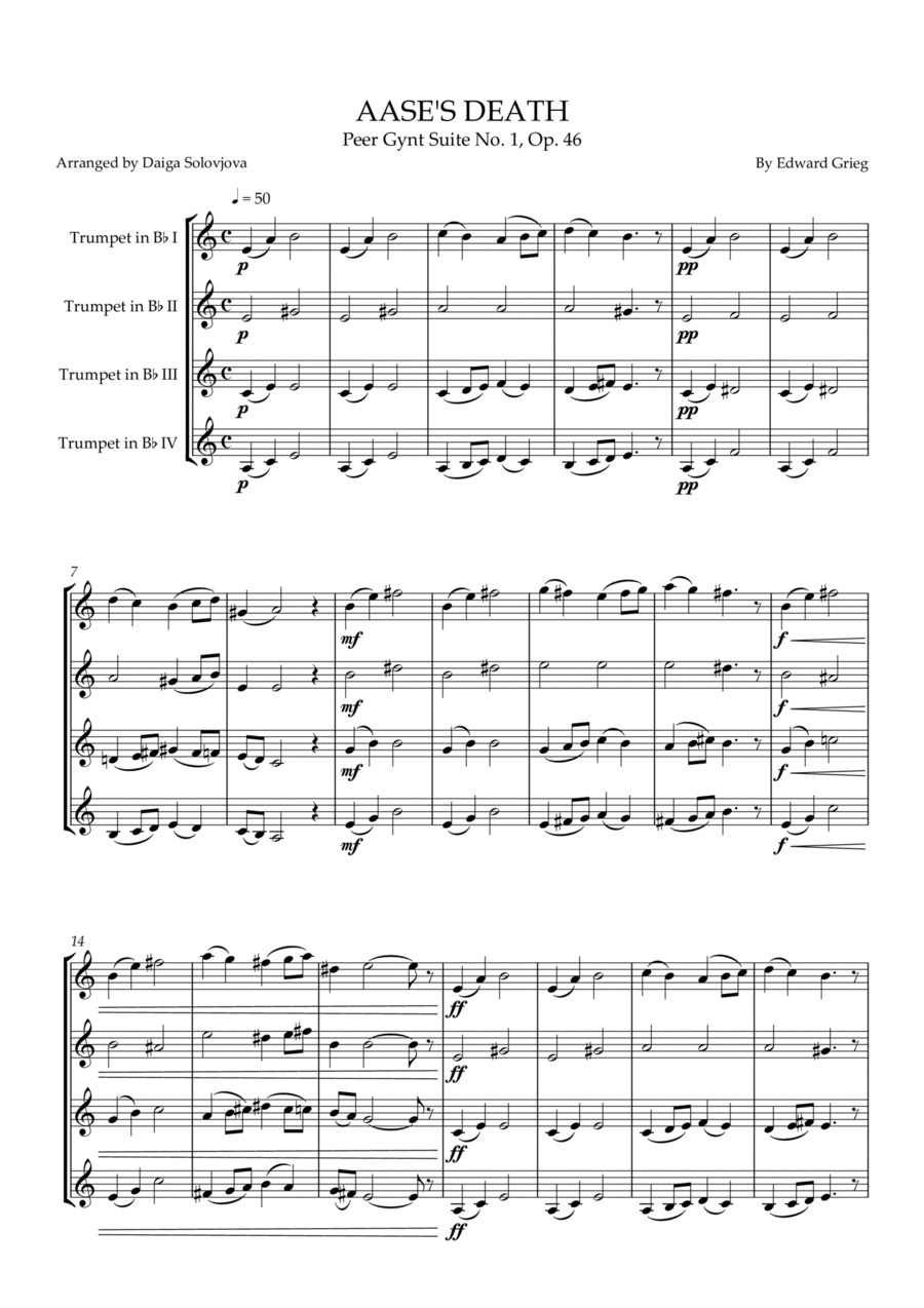 Aase's Death Brass Quartet scores gallery preview page 1