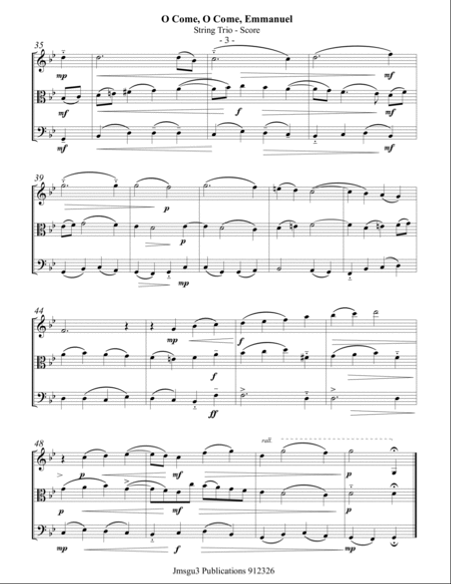O Come, O Come, Emmanuel for String Trio String Trio scores gallery preview page 3
